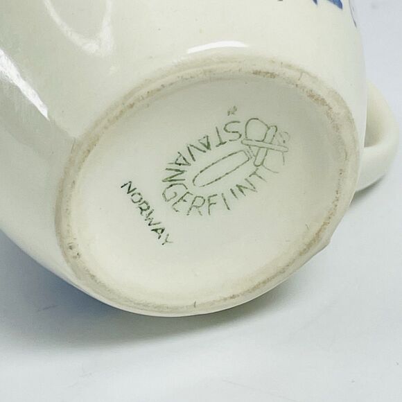 Vintage Stavangerflint Norway Ceramic Creamer Pitcher Flint Blue & White 2.75in - Picture 7 of 10
